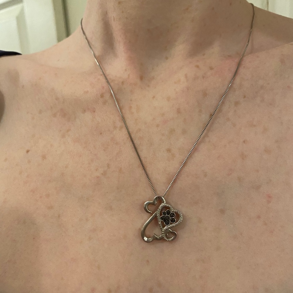 Kay jewelers sterling silver paw heart necklace